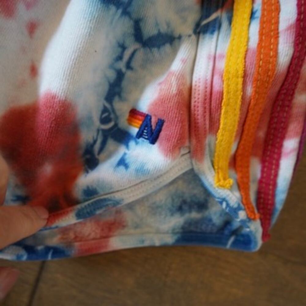 Aviator Nation Tie Dye Rainbow Stripe Shorts Red White Blue women's XS - Picture 4 of 7